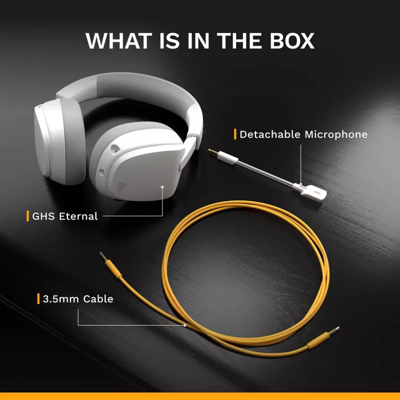 Glorious Gaming Glorious GHS Eternal - headset gaming stereo per PC, PS5, PS4, Xbox, Switch - driver angolari ottimizzati, microfono rimovibile regolabile e cristallino, 3,5 mm - durevole, comfort per tutto il giorno e la notte - bianco