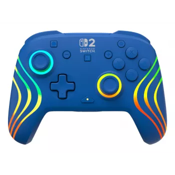 Gamepad con filo e wireless Turtle Beach Afterglow Wave blu per Nintendo Switch 2 – Bluetooth/USB-C, RGB, batteria ricaricabile integrata da 20 ore, cavo da 3 m
