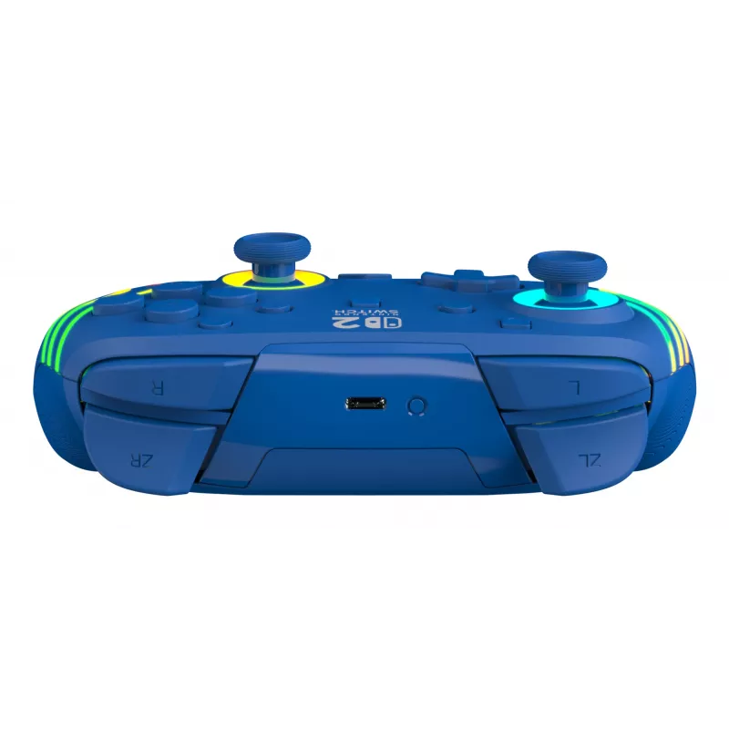 Gamepad con filo e wireless Turtle Beach Afterglow Wave blu per Nintendo Switch 2 – Bluetooth/USB-C, RGB, batteria ricaricabile integrata da 20 ore, cavo da 3 m