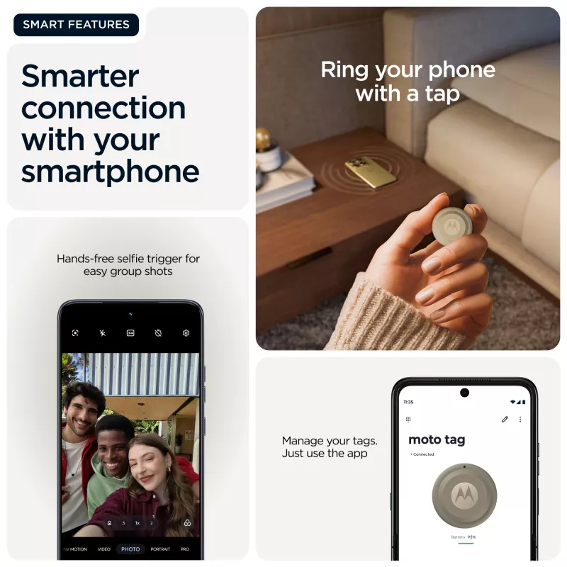 Localizzatore Motorola moto tag 2 — tracker Bluetooth universale, verde, batteria CR2032, fino a 14400 ore