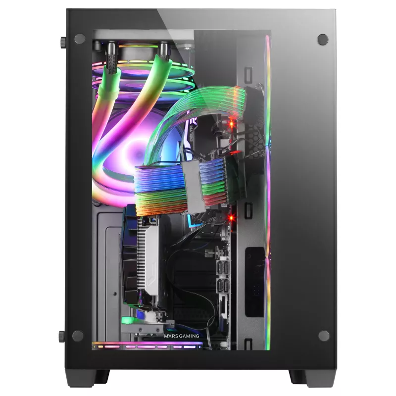 Mars Gaming MCV3 nero Custom XXL E-ATX gaming tower pannello frontale e laterale in vetro temperato struttura a doppia camera modulare
