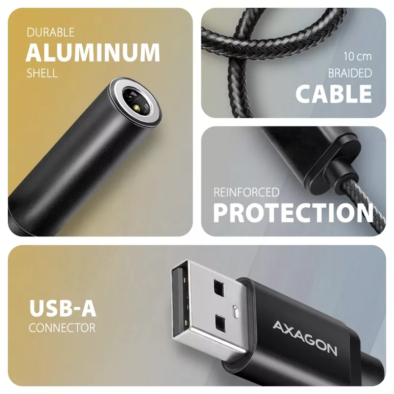 Axagon ADA-HA adattatore audio USB-A a jack 3,5 mm Hi-Res DAC, 384 kHz/32 Bit, stereo