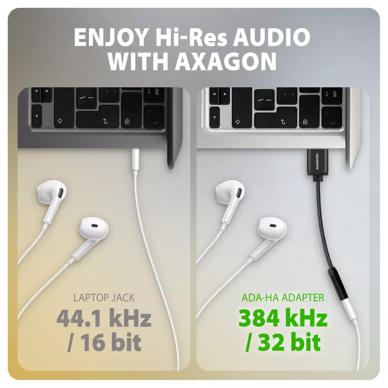 Axagon ADA-HA adattatore audio USB-A a jack 3,5 mm Hi-Res DAC, 384 kHz/32 Bit, stereo