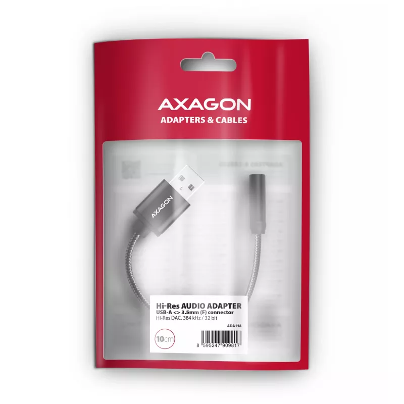 Axagon ADA-HA adattatore audio USB-A a jack 3,5 mm Hi-Res DAC, 384 kHz/32 Bit, stereo