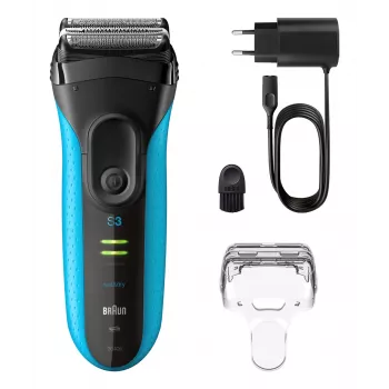 Rasoio elettrico BRAUN Series 3 3040 ricaricabile nero/blu, modello 3040