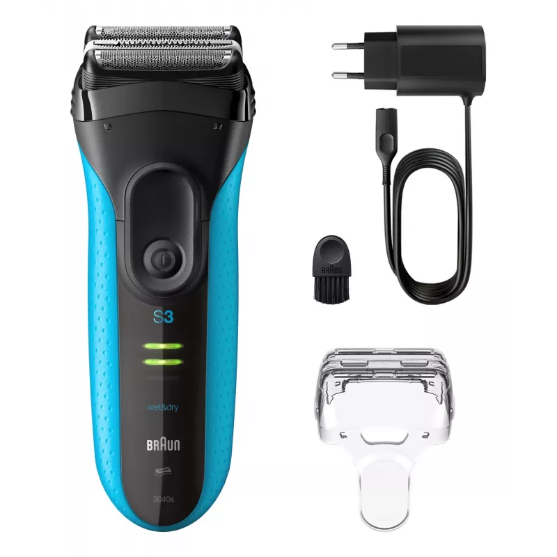 Rasoio elettrico BRAUN Series 3 3040 ricaricabile nero/blu, modello 3040