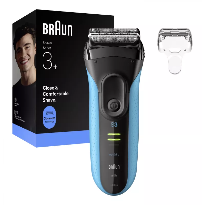 Rasoio elettrico BRAUN Series 3 3040 ricaricabile nero/blu, modello 3040