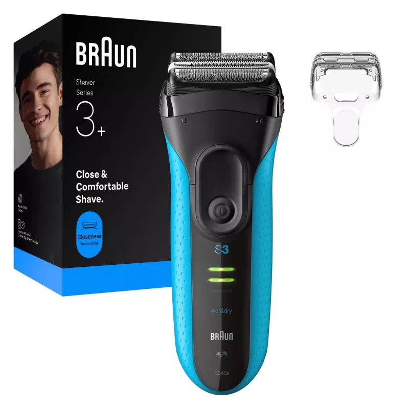 Rasoio elettrico BRAUN Series 3 3040 ricaricabile nero/blu, modello 3040