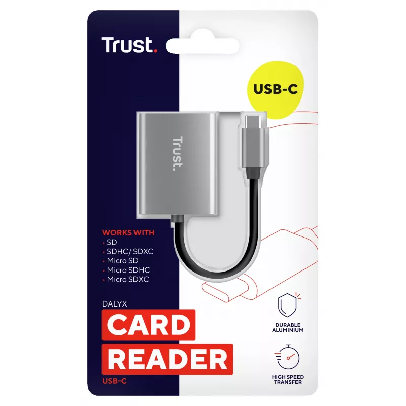 Lettore di schede Trust 24136 USB 3.2 Gen 1 (3.1 Gen 1) Type-C alluminio