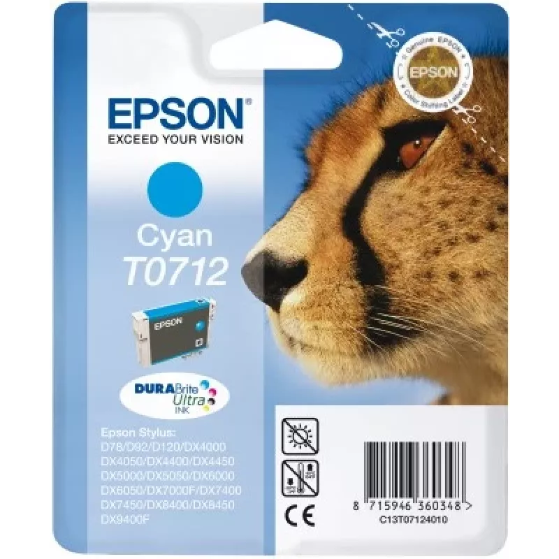 Inchiostro Epson Cheetah confezione singola ciano T0712 DURABrite Ultra