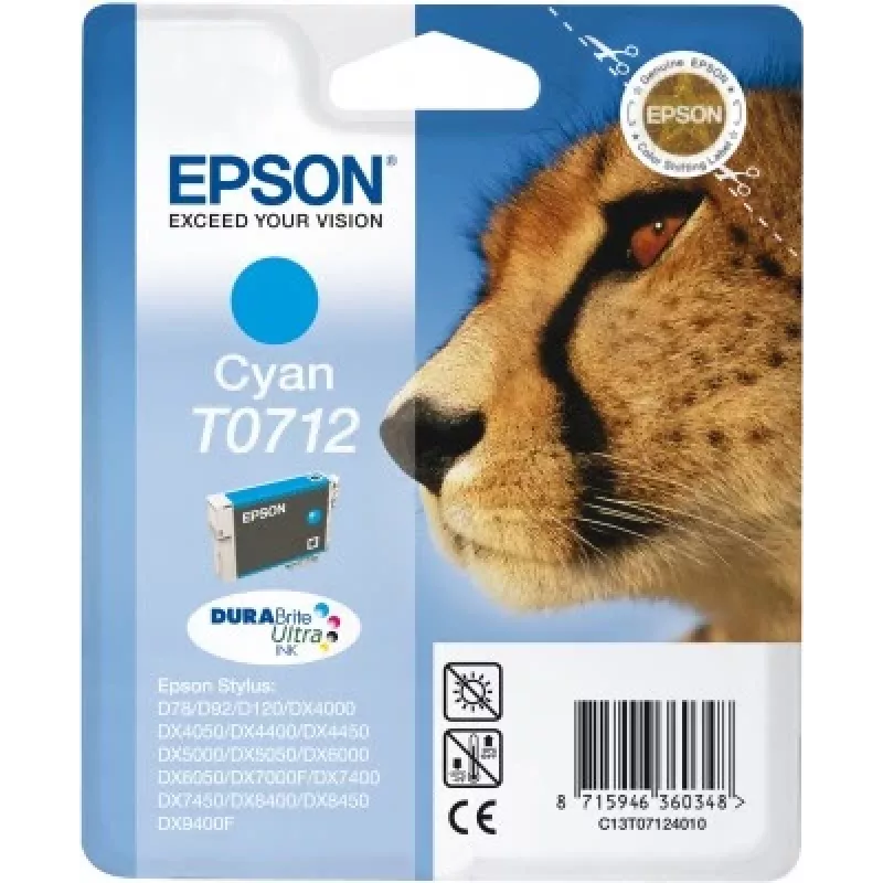 Inchiostro Epson Cheetah confezione singola ciano T0712 DURABrite Ultra