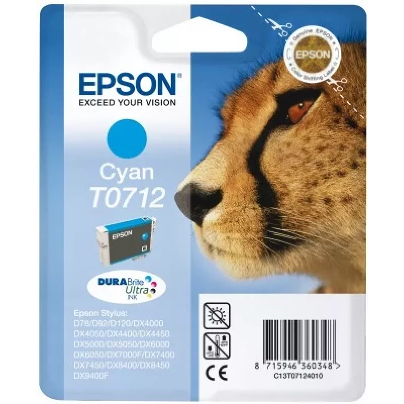 Inchiostro Epson Cheetah confezione singola ciano T0712 DURABrite Ultra