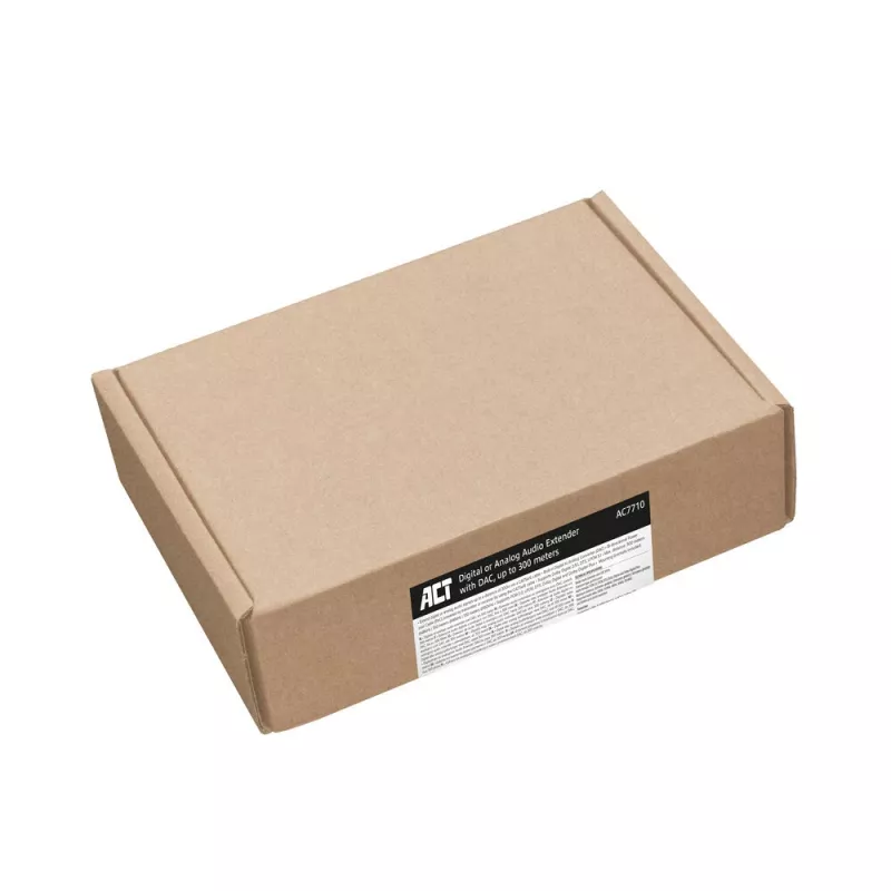 Set extender audio ACT AC7710 — digitale/analogico su Cat5e/Cat6 con DAC, TOSLINK I/O, fino a 300 m, alimentato via USB 5V