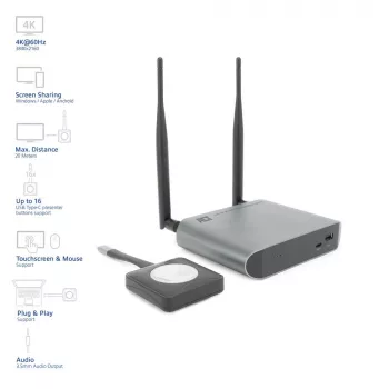 ACT Aero 4K sistema di presentazione wireless, desktop, nero, grigio, 3840 x 2160, 2160p, USB Type-C, USB