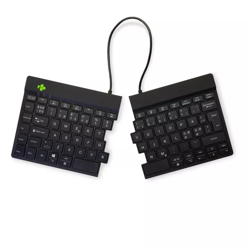 R-Go Tools tastiera ergonomica R-Go Split Break con software per le pause, tastiera ergonomica divisa, QWERTY (NORDICO), Bluetooth, nero