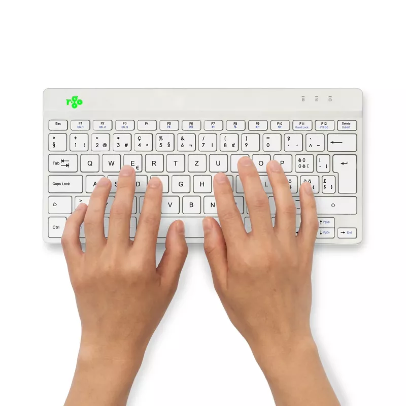R-Go Tools tastiera ergonomica R-Go Compact Break, tastiera compatta con software per le pause, QWERTZ (CH), Bluetooth, bianco