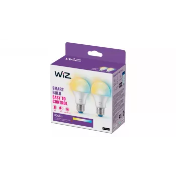 WiZ Bulb 60W A60 E27 x2, lampada intelligente, Wi-Fi/Bluetooth, bianco, Wi-Fi 4 (802.11n), 802.11b, 802.11g, LED, E27