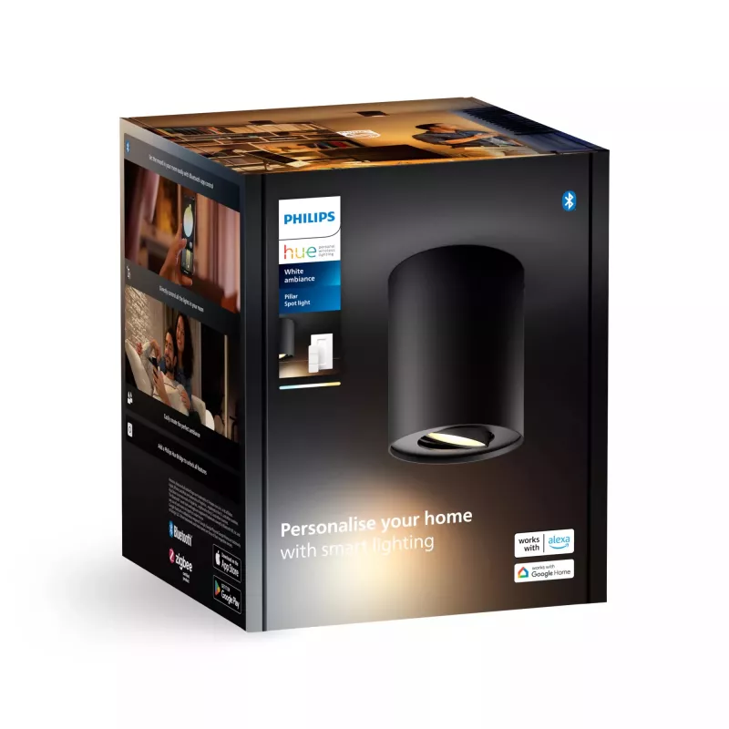Spot intelligente Philips Hue 929003811601, Bluetooth, 4,2 W, nero, Ø103 mm, altezza 120 mm
