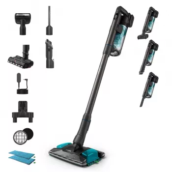 Aspirapolvere a bastone 2-in-1 Philips XC8155/01 — pulitore a batteria asciutto e bagnato senza sacchetto, 25,2 V, contenitore polvere 0,6 l, blu