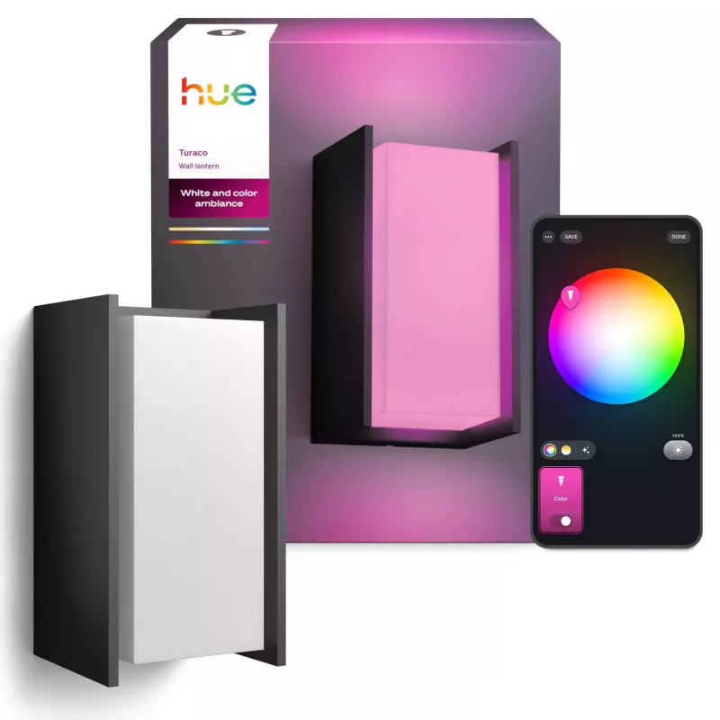 Applique da parete per esterni Signify Philips Hue Turaco — White & Colour Ambience, antracite, Bluetooth/Zigbee, alluminio