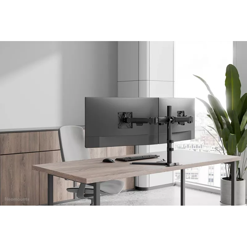 Supporto doppio per monitor Neomounts DS45-600BL2 per schermi da 10–32 inch, supporta 2 display, max. 6 kg, VESA 75x75–100x100, da appoggio, nero