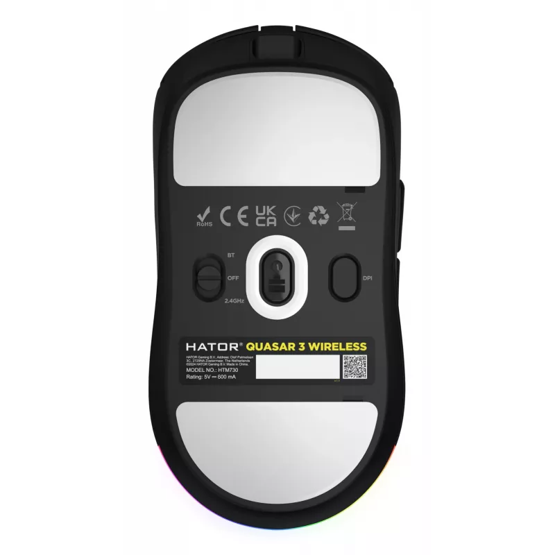 Mouse gaming HATOR Quasar 3 Wireless ambidestro RF Wireless + Bluetooth + USB Type-A ottico 12000 DPI