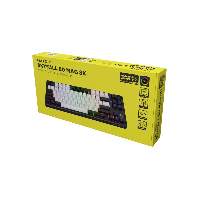 Tastiera gaming wireless HATOR Skyfall 80 MAG ULTIMA 8K USB + RF Wireless + Bluetooth QWERTY US English nero, bianco