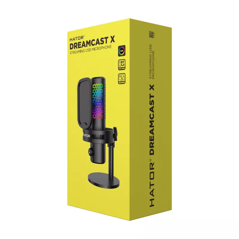 Microfono per podcast HATOR Dreamcast X, nero, -32 dB, 20 - 16000 Hz, 16 bit, 96 kHz, 70 dB