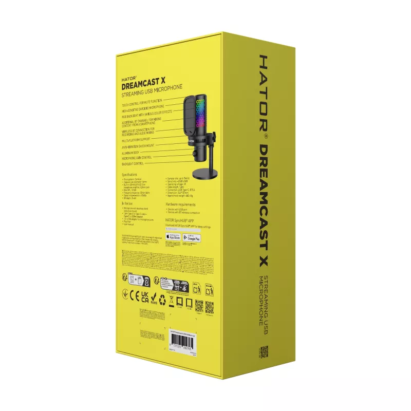Microfono per podcast HATOR Dreamcast X, nero, -32 dB, 20 - 16000 Hz, 16 bit, 96 kHz, 70 dB