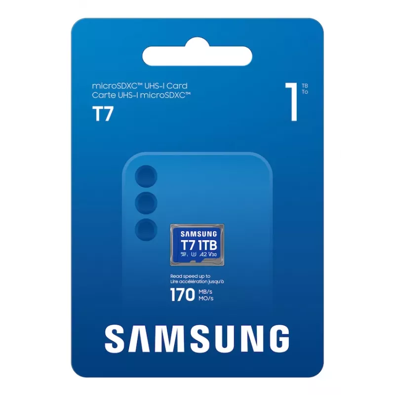 Scheda microSD Samsung T7, 1 TB, MicroSDXC, UHS-I, 170 MB/s, classe 3 (U3), V30