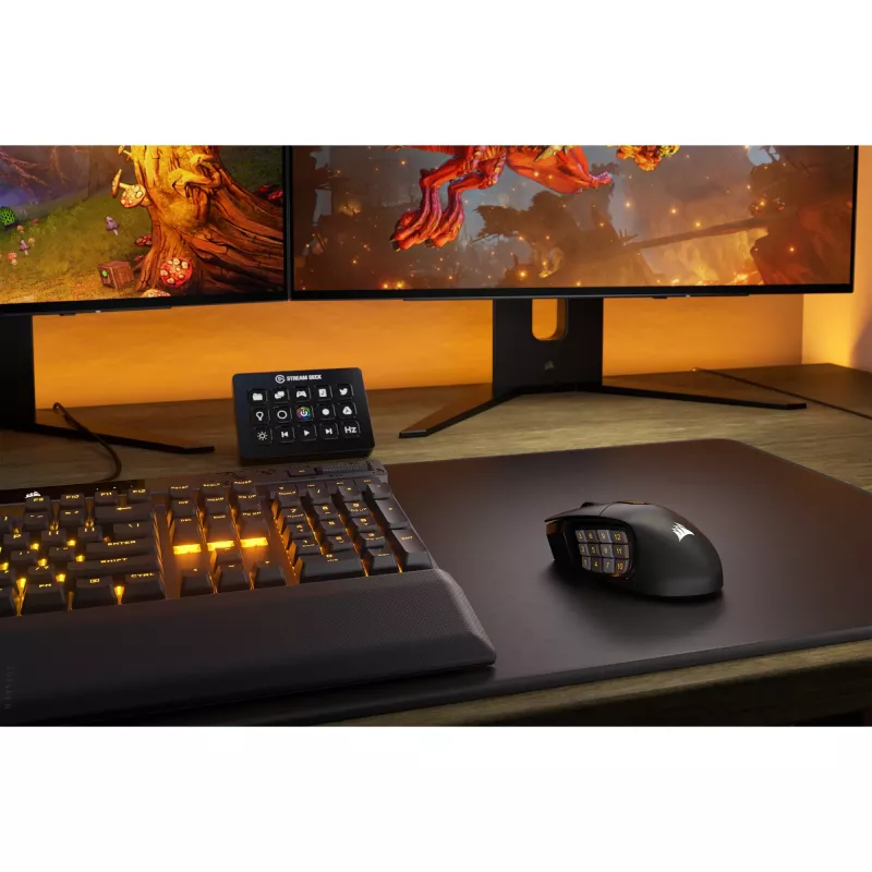 Corsair SCIMITAR ELITE WIRELESS mouse gaming per destrorsi RF wireless + Bluetooth + USB Type-C ottico 26000 DPI