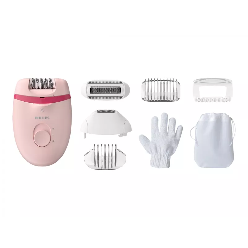 Philips Satinelle Essential BRE285/00 epilatore con filo, bianco/rosa