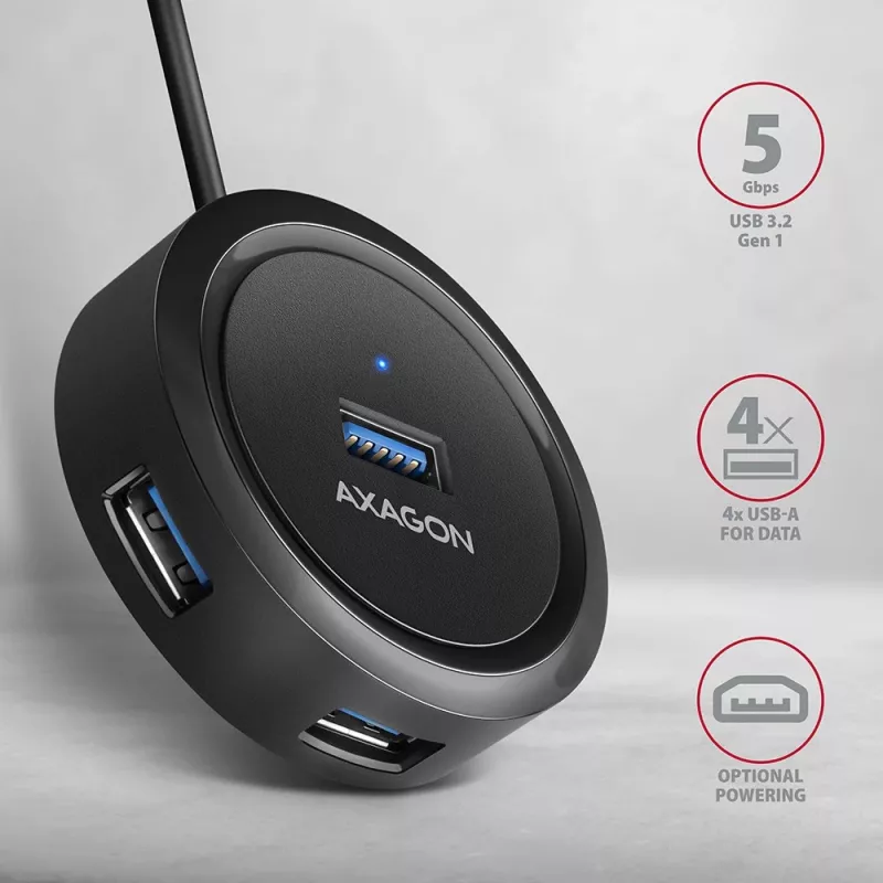 Hub AXAGON HUE-P1AL 4 porte USB 3.2 Gen 1 ROTONDO