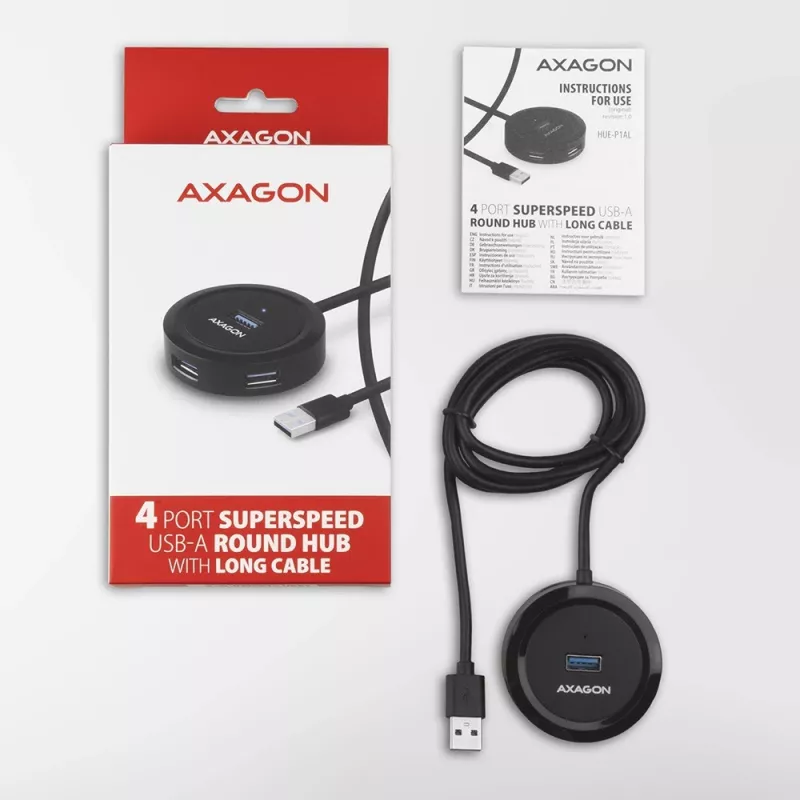 Hub AXAGON HUE-P1AL 4 porte USB 3.2 Gen 1 ROTONDO