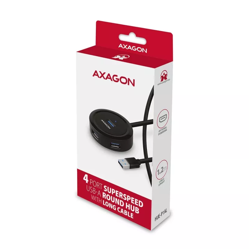 Hub AXAGON HUE-P1AL 4 porte USB 3.2 Gen 1 ROTONDO