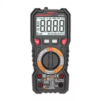 Multimetro digitale con torcia Habotest HT118C, True RMS, NCV, test batterie