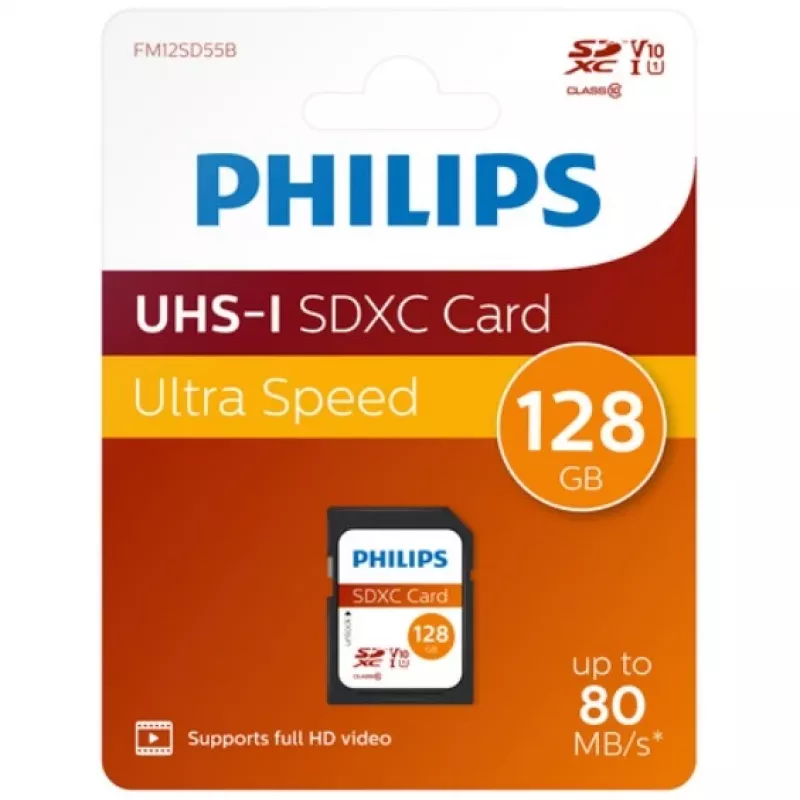Scheda di memoria Philips 128 GB SDXC UHS-I FM12SD55B/00