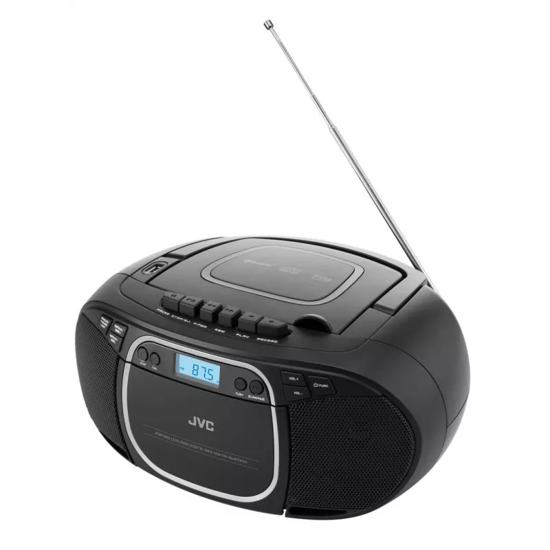 Lettore CD portatile JVC RC-E451B nero — CD/MP3, Bluetooth, FM 87,5–108 MHz, USB, AUX, 3,2 W RMS