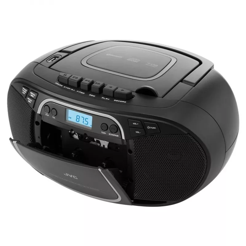Lettore CD portatile JVC RC-E451B nero — CD/MP3, Bluetooth, FM 87,5–108 MHz, USB, AUX, 3,2 W RMS