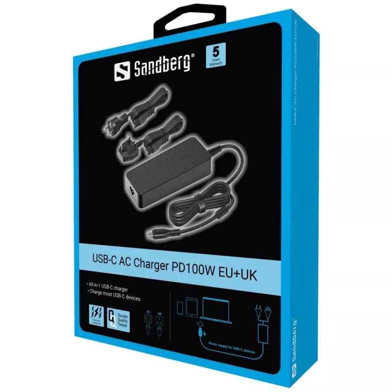Sandberg 135-82 caricabatterie USB-C AC PD100W EU+UK