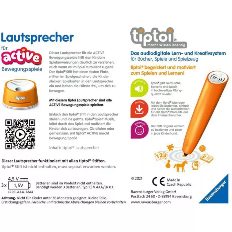 Altoparlante Ravensburger tiptoi 00093 multicolore batteria AAA