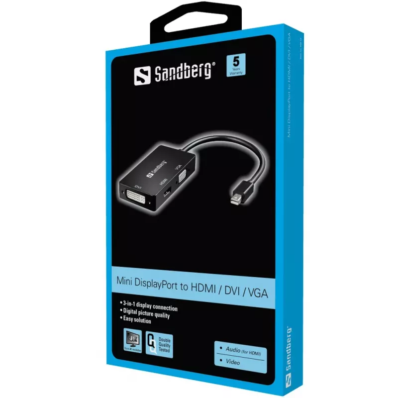 Adattatore SANDBERG MiniDPHDMI+DVI+VGA - convertitore video