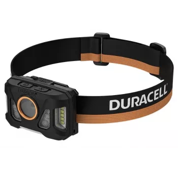 Torcia frontale Duracell DH1000R — nero/arancione, luce ricaricabile a mani libere