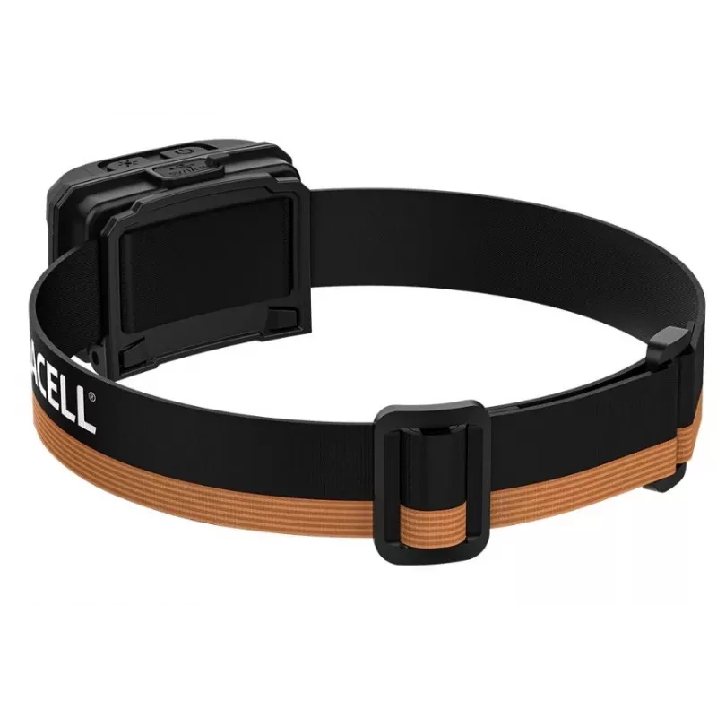Torcia frontale Duracell DH1000R — nero/arancione, luce ricaricabile a mani libere