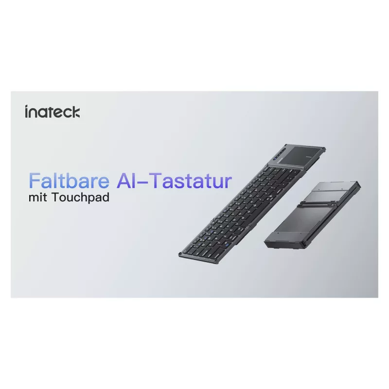 Inateck KB06101_STEEL GRAY Tastiera Home RF Wireless + Bluetooth QWERTZ inglese nera