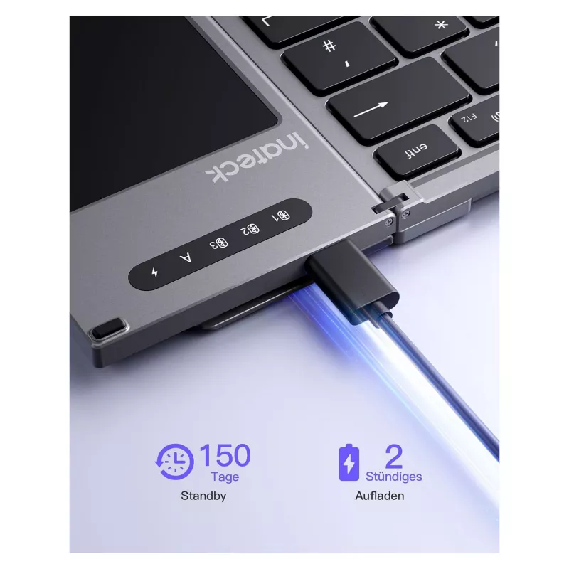 Inateck KB06101_STEEL GRAY Tastiera Home RF Wireless + Bluetooth QWERTZ inglese nera
