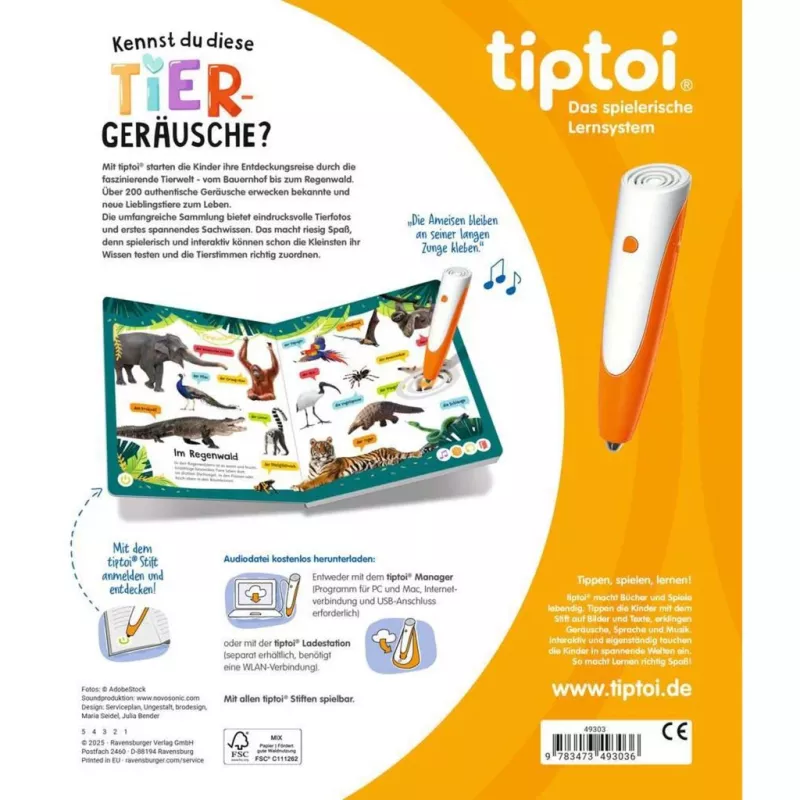 tiptoi Kennst du diese Tiergeräusche?, libro didattico