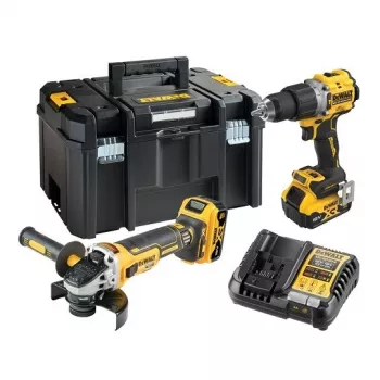 DeWalt DCK2026P2T-QW set combinato DCD805 + DCG405, 18 V XR 2×5,0 Ah nero, giallo