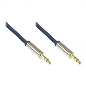 Cavo di connessione audio alta qualità 3,5 mm, 2 connettori jack, corpo in metallo pieno, blu scuro, 3 m, Good Connections (GC-M0042)