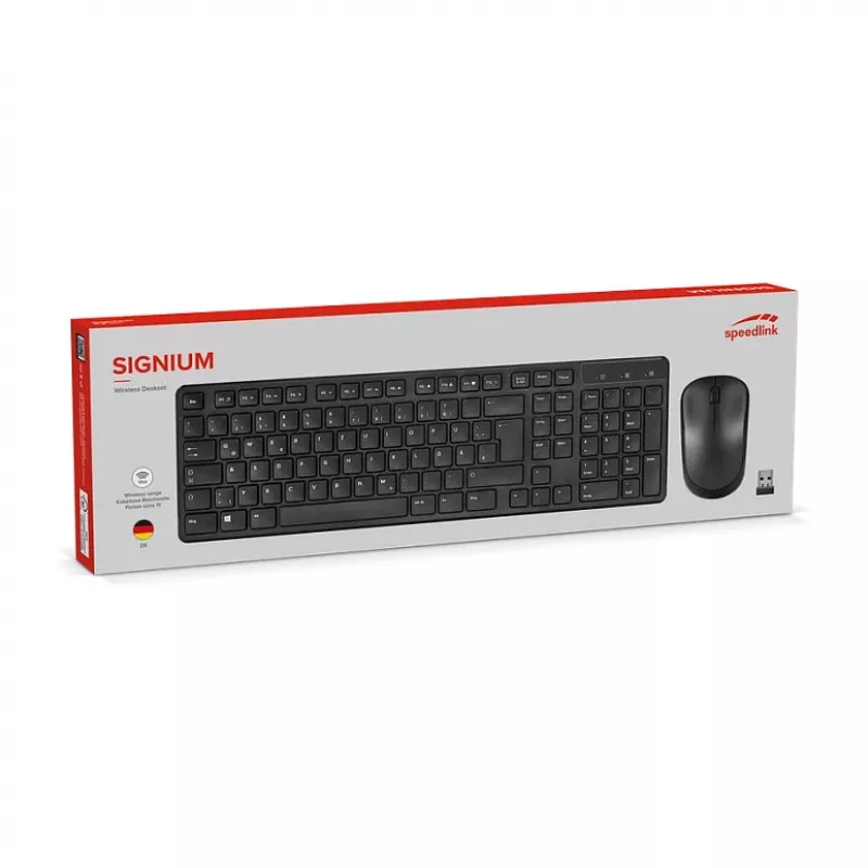 Set tastiera e mouse wireless Speedlink SIGNIUM SL-640303-BK nero — layout DE, tastiera e mouse senza fili